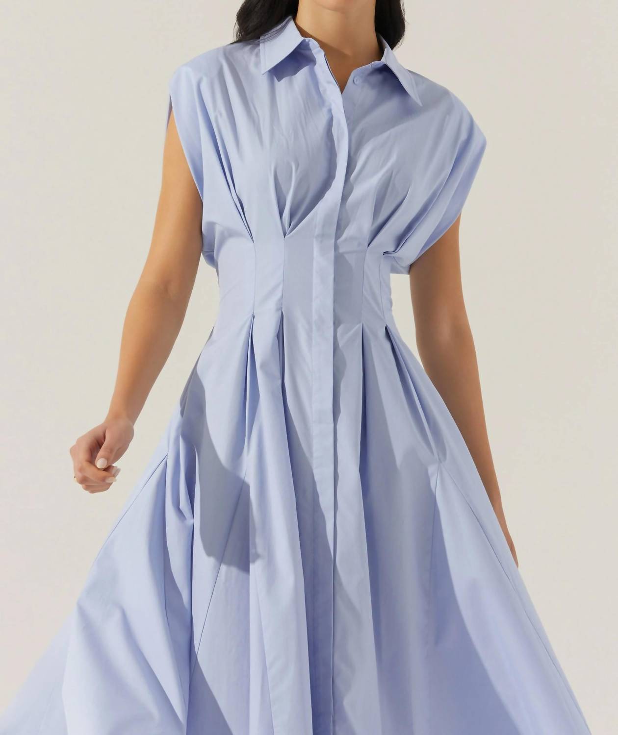 Astr - Beckett Tapered Waist Pleated Midi Dress