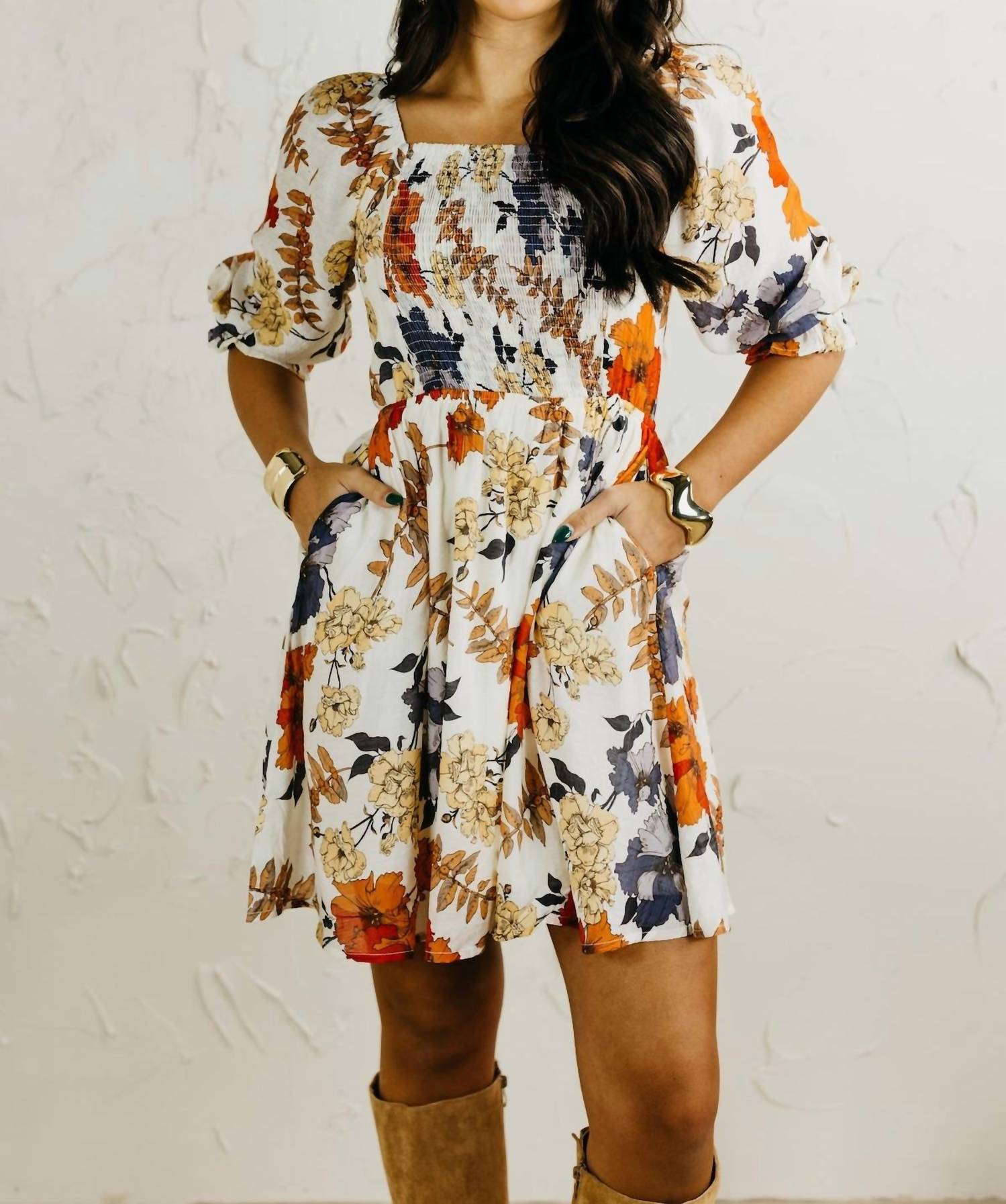 Hayden La - Autumn Smocked Mini Dress