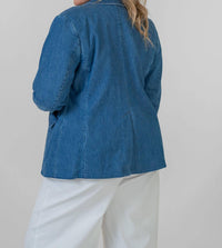 Tanya Taylor - Michelle Denim Long Sleeve Blazer - Plus