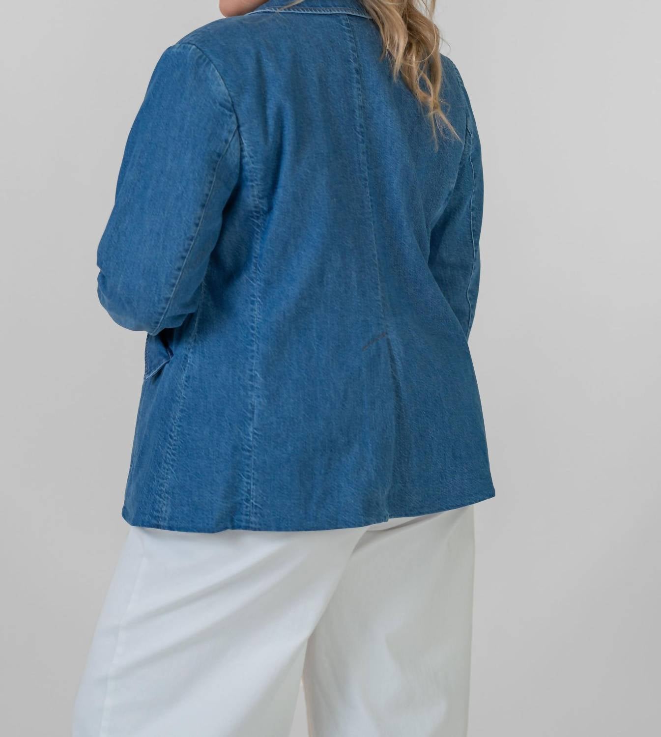 Tanya Taylor - Michelle Denim Long Sleeve Blazer - Plus