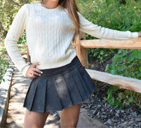Motel Rocks Casna Mini Skirt in chambray indigo - women's skirt - detail view