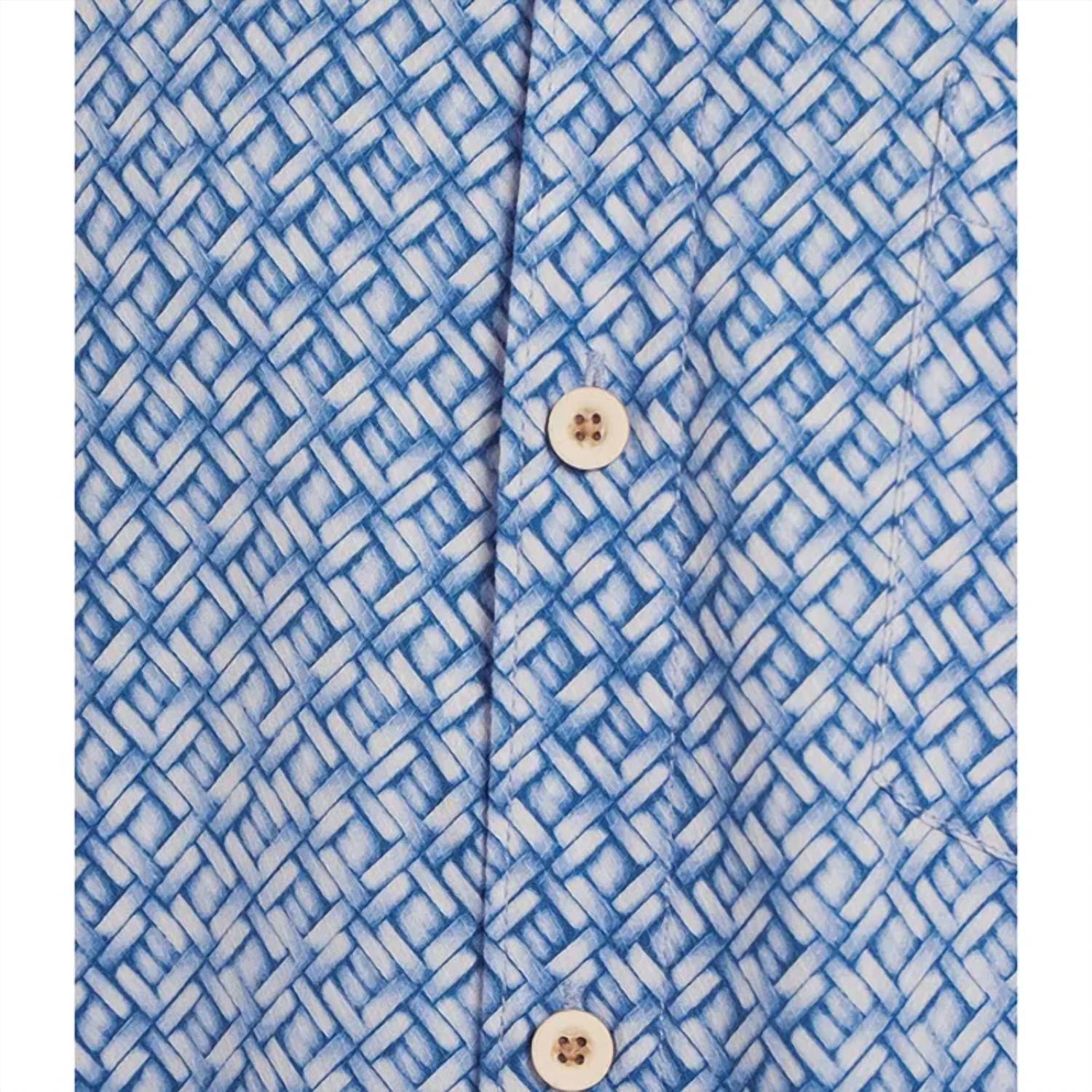 TOMMY BAHAMA Weave In The Moment Silk Camp Shirt in the moment silk camp shirt in blue monday - men's shirt - detail view