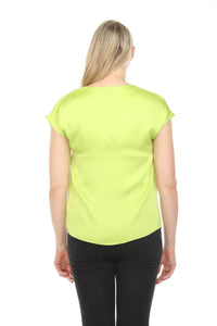 Joseph Ribkoff - Keyhole V-neck Short Sleeve Satin Top