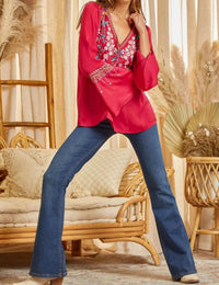 Andree By Unit - Embroidered Bell Sleeve Blouse