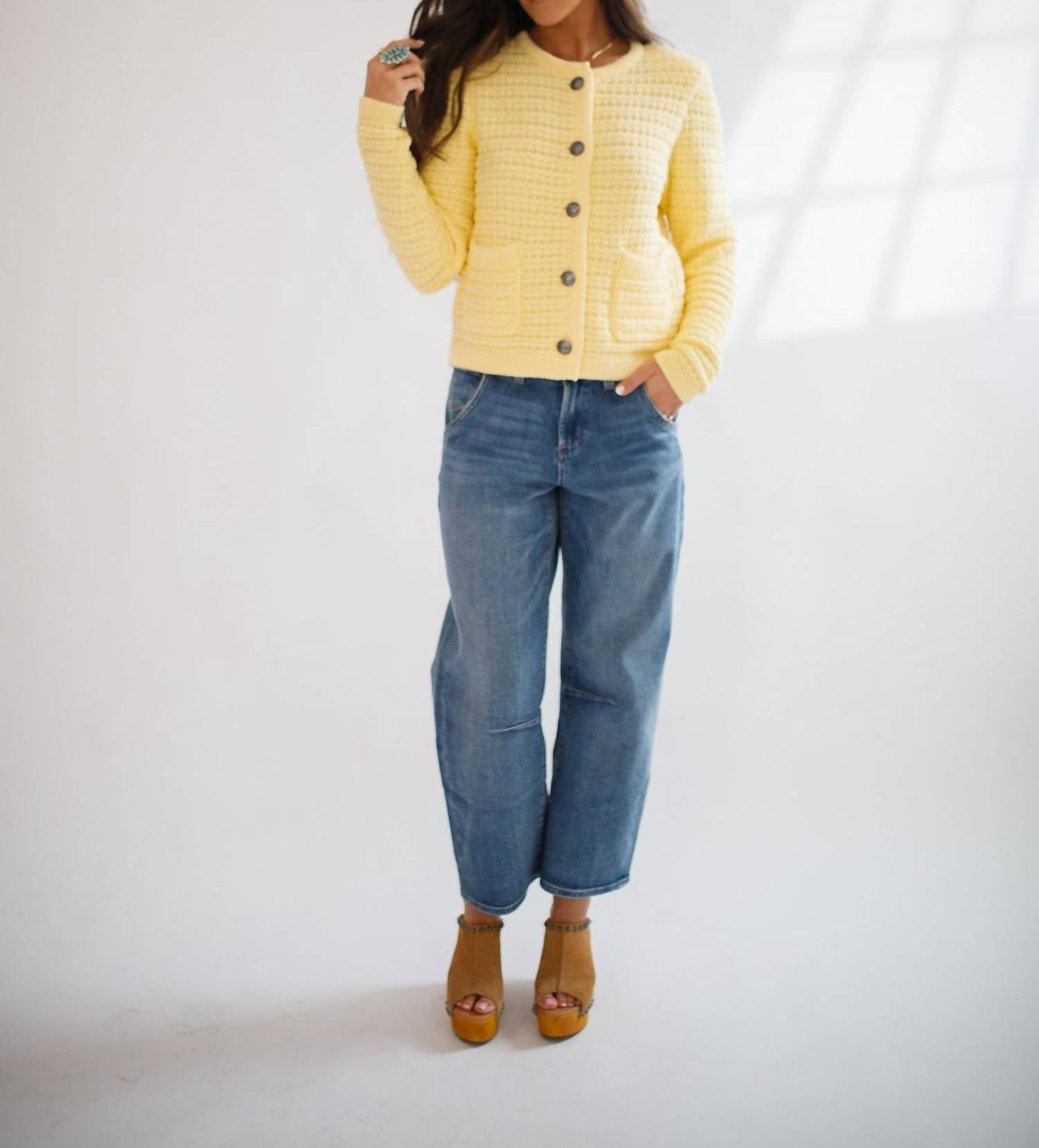 DEAR JOHN DENIM Cambria Old Money Cardigan in pale banana - women's cardigan - view 4