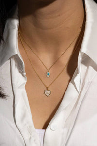 Eklexic - Women's Oval Shaped Mop Pendant With Turquoise Stone Necklace