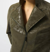 Joseph Ribkoff - Foiled Faux Suede Fitted Moto Jacket