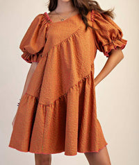 Easel - Gingham Seersucker Dress
