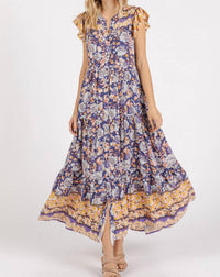 mittoshop Esmé Maxi Dress in peacock blue - women's dress - alternate view