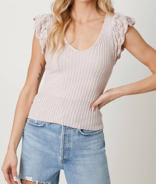 Mystree - Flutter Crochet Sleeve Sweater