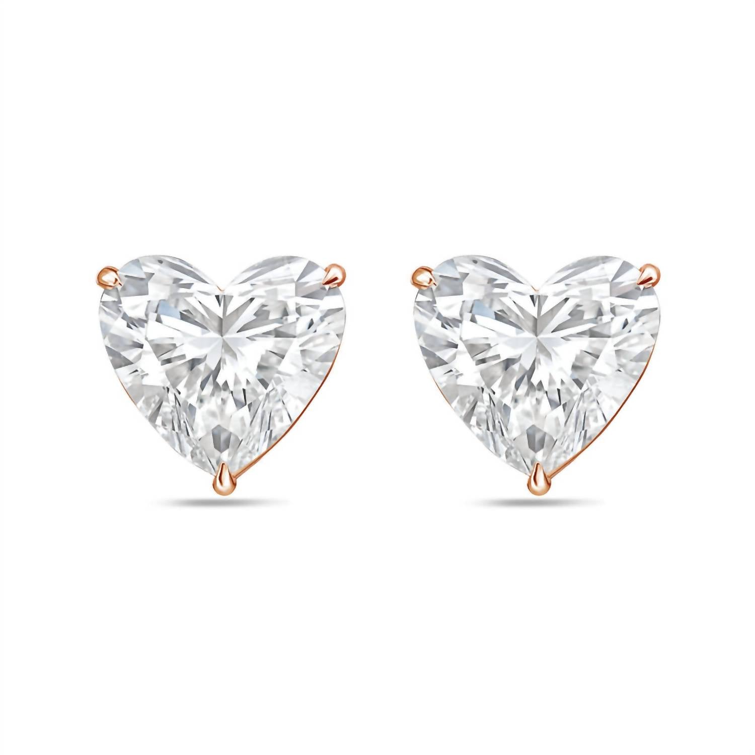Diana M Jewels - Women's Heart Lab-grown Diamond Stud Earrings (5.00 Tcw) - Statement