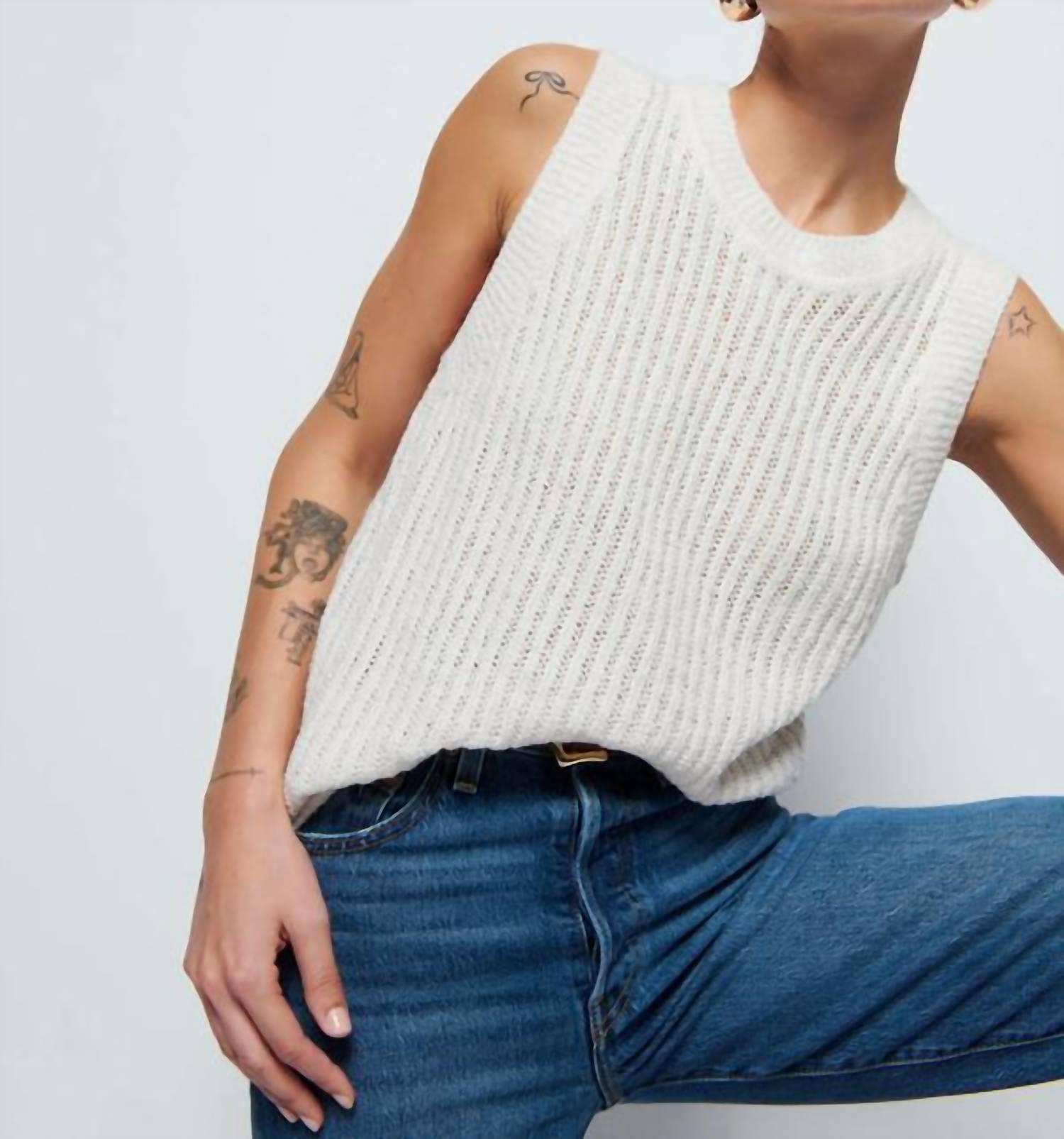 Nation LTD Elliana Pullover Vest in porcelain - women's jacket - alternate view