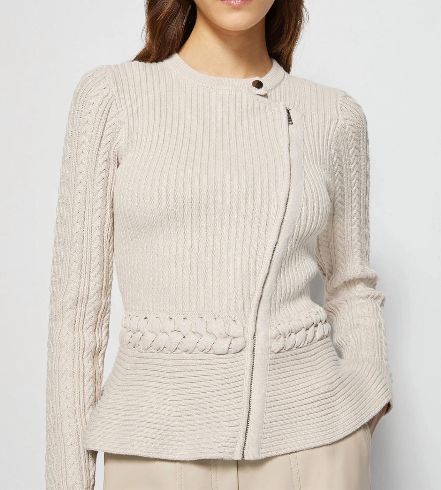 SIMKHAI Andi Peplum Jacket in stone - women's jacket - detail view