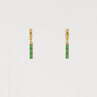 Au79 - Women's St Moritz Drop Stone Huggies With Emerald Cubic Zirconia Earrings