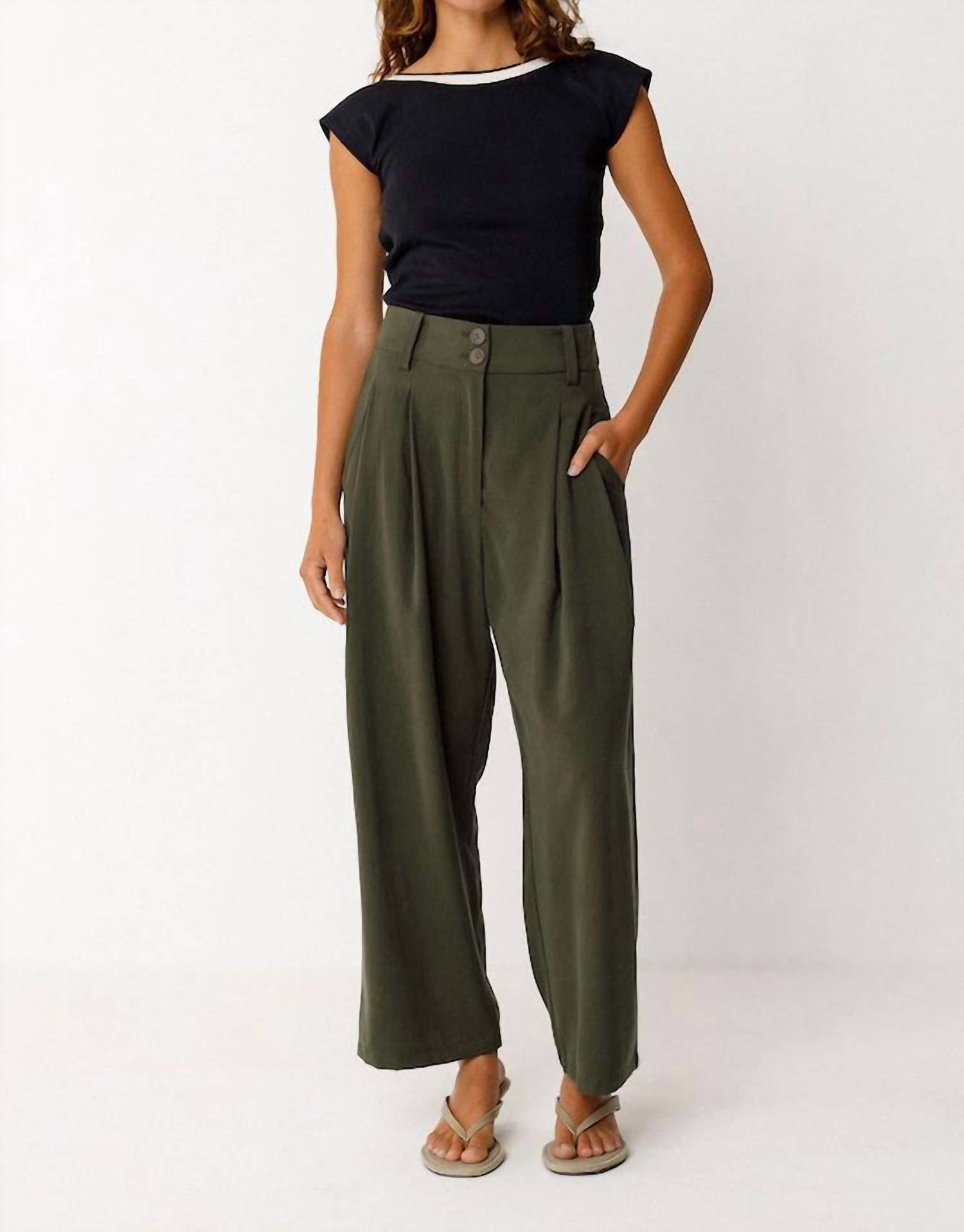 SKFK Esti Trouser in basil green - women's pants