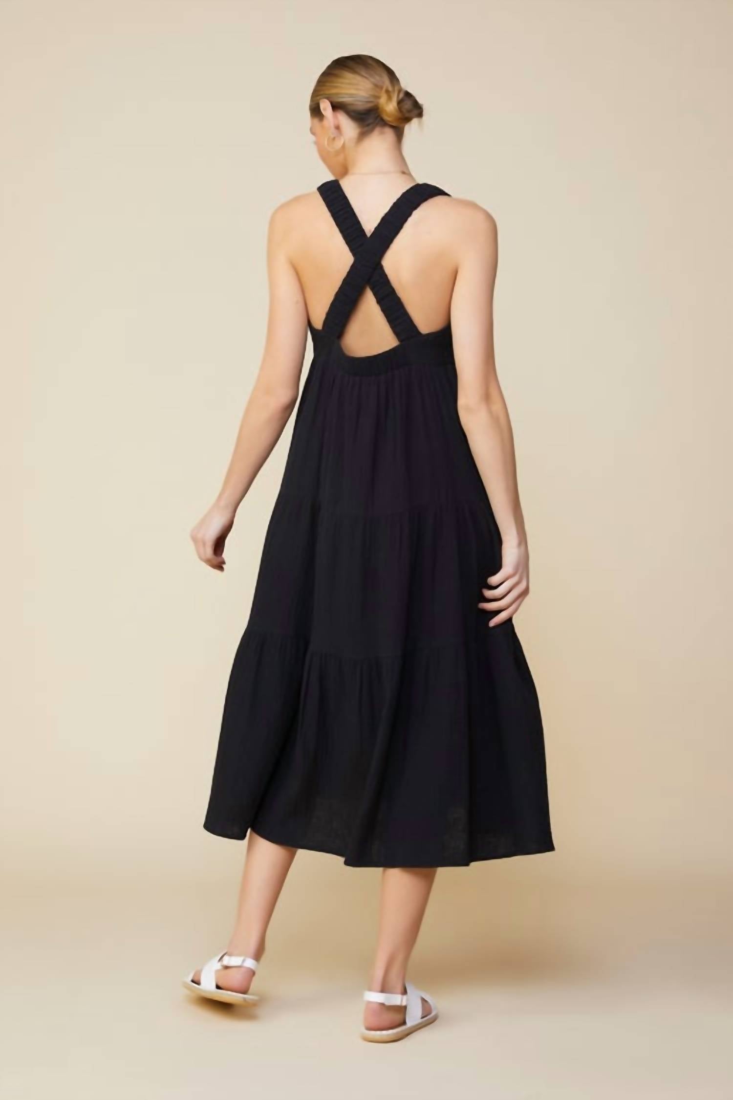 Cotton Cross Back Midi Dress