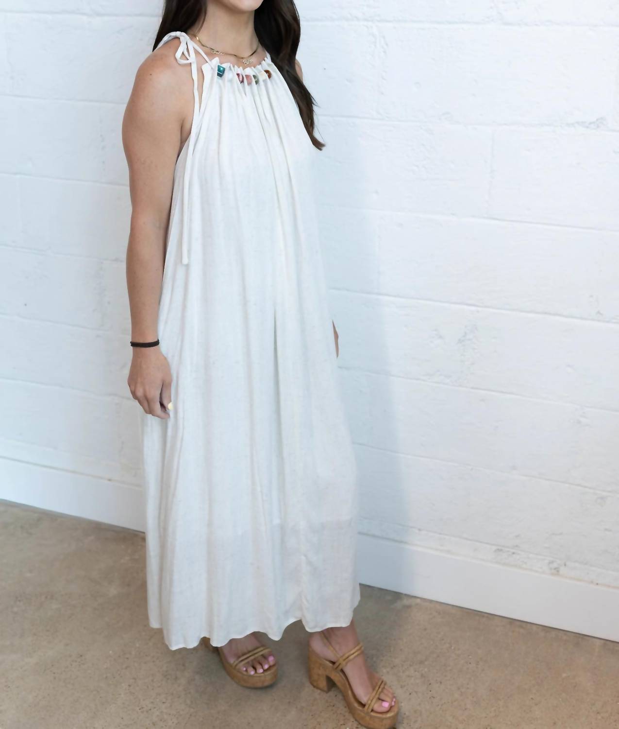 Trend:Notes - Beaded Linen Maxi Dress