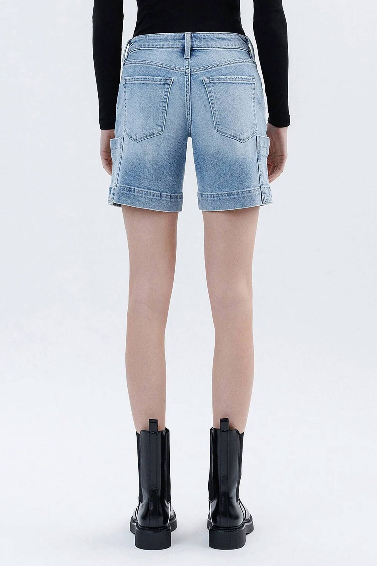 Vervet By Flying Monkey - Mid Rise Pocket Detail Wide Bermuda Shorts