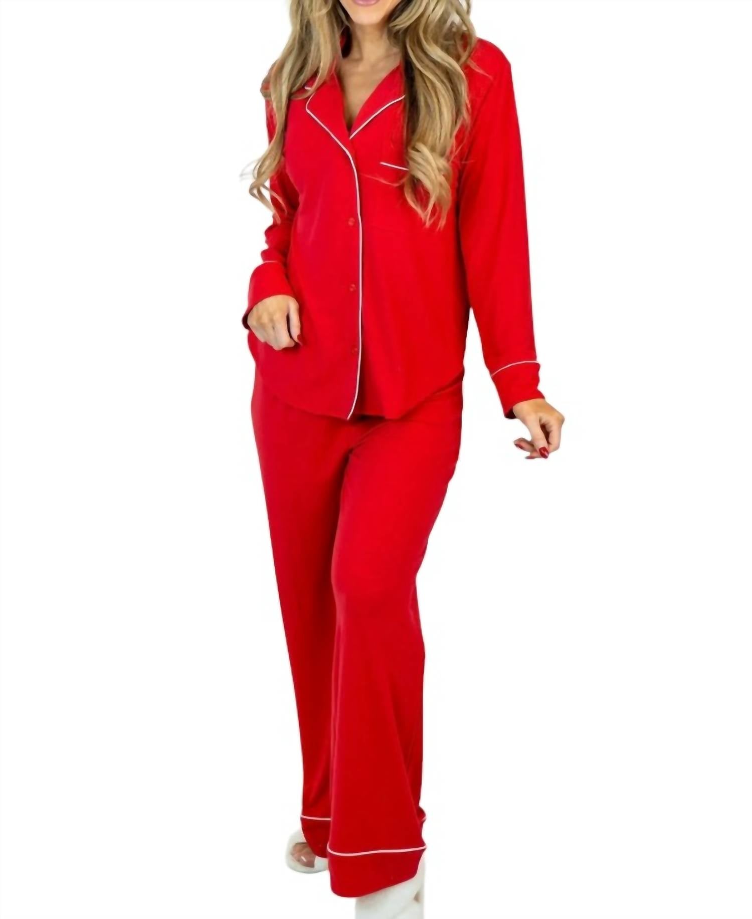 Zenana - Button Down Pajama Set