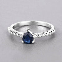 Diana M Jewels Women's Pear Natural Blue Sapphire Fashion Ring (0.50 Ct) - Delicate in 14k white gold - women's jewelry - detail view