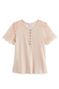 Tribal - Women's Juniper Short Sleeve Henley Knit Top