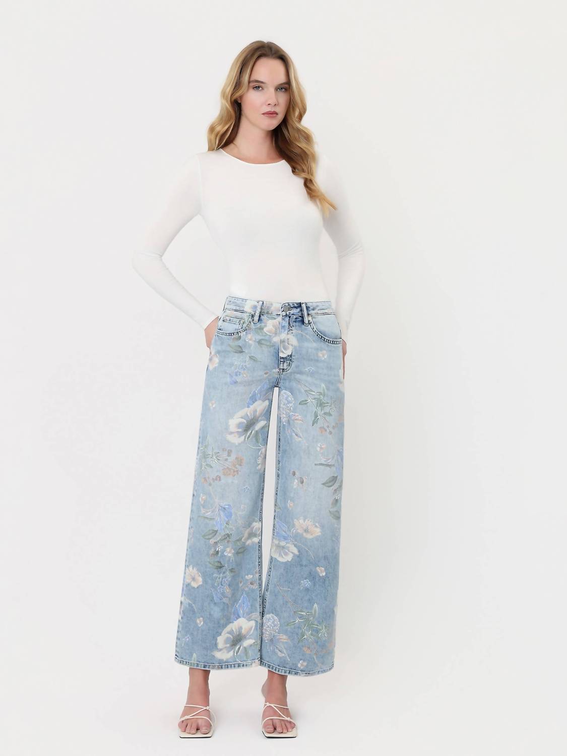 Vervet By Flying Monkey - Lucy High Rise Floral Vintage Wide Jeans