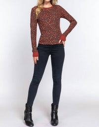 Active Usa - Printed Thermal Knit Top