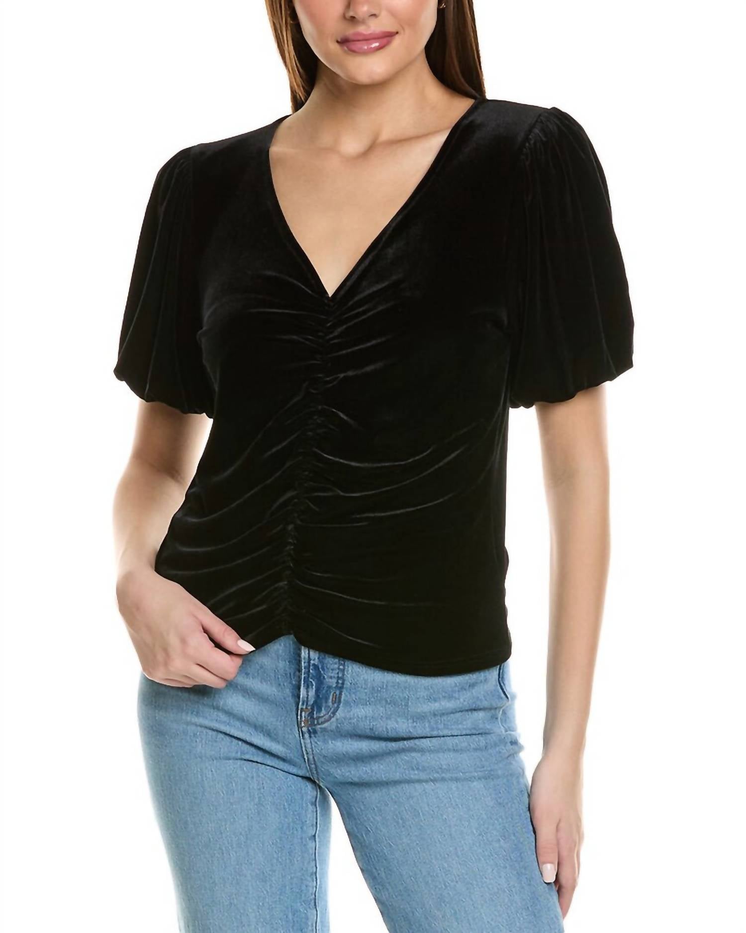 Project Social T - Jorja Ruched Front Velvet Top