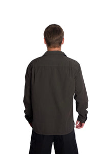 Knickerbocker Fulton Seersucker Shirt in brown - men's long sleeve top - detail view