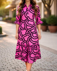 Boho Chic - Geo-print Midi Dress