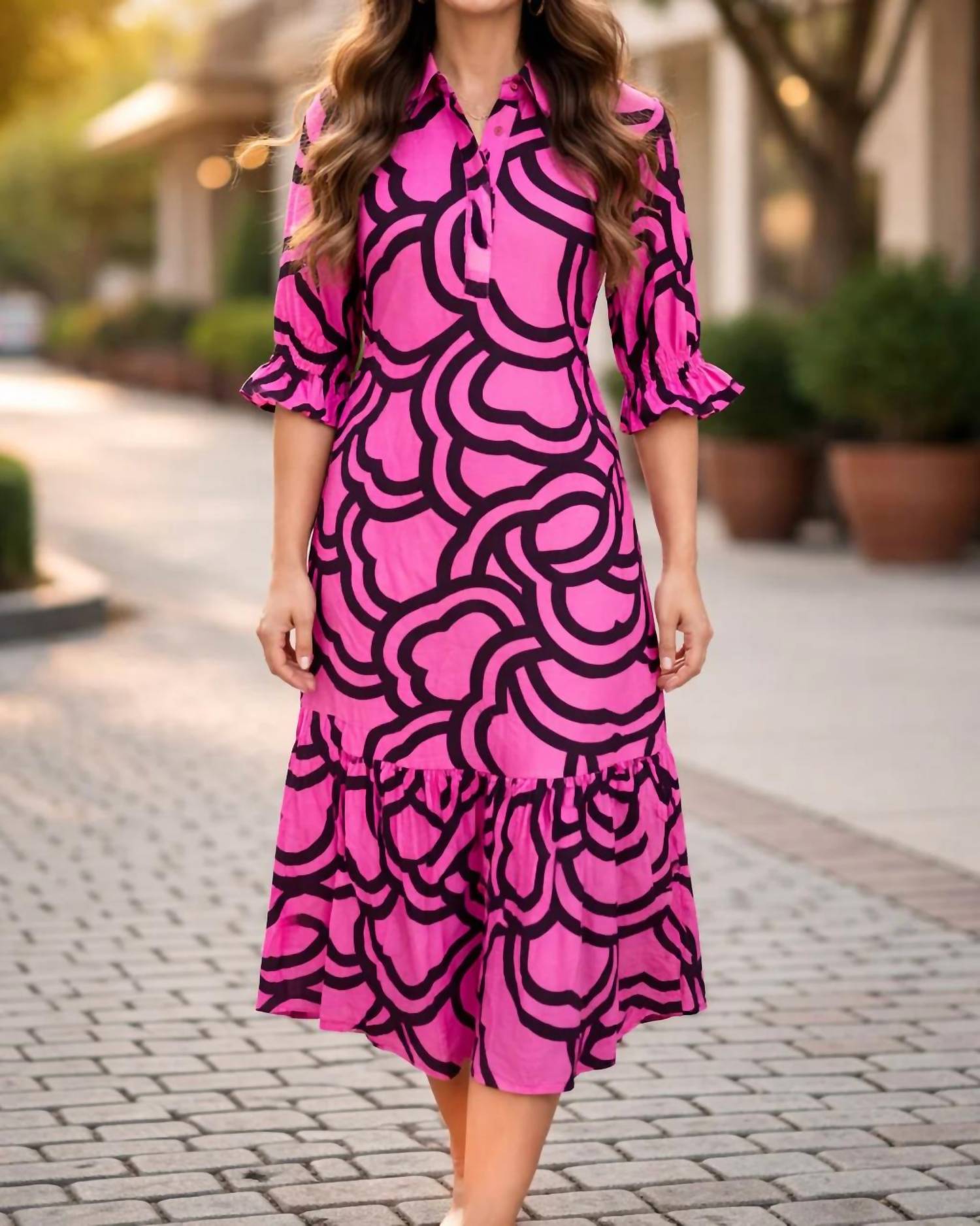 Boho Chic - Geo-print Midi Dress
