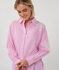 Esqualo - Frynn Flower Patch Striped Blouse