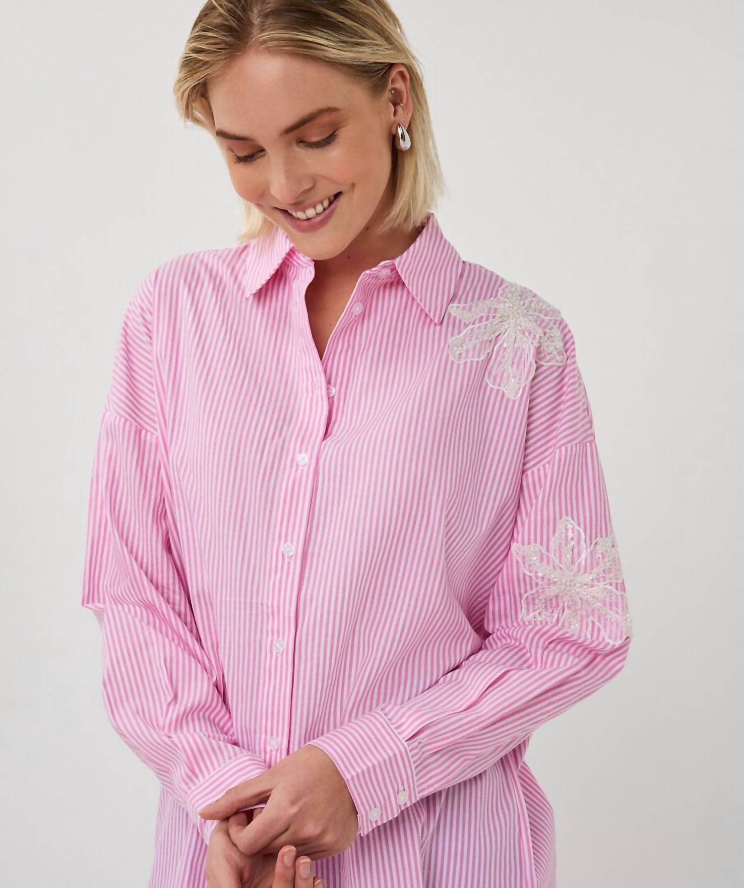 Esqualo - Frynn Flower Patch Striped Blouse
