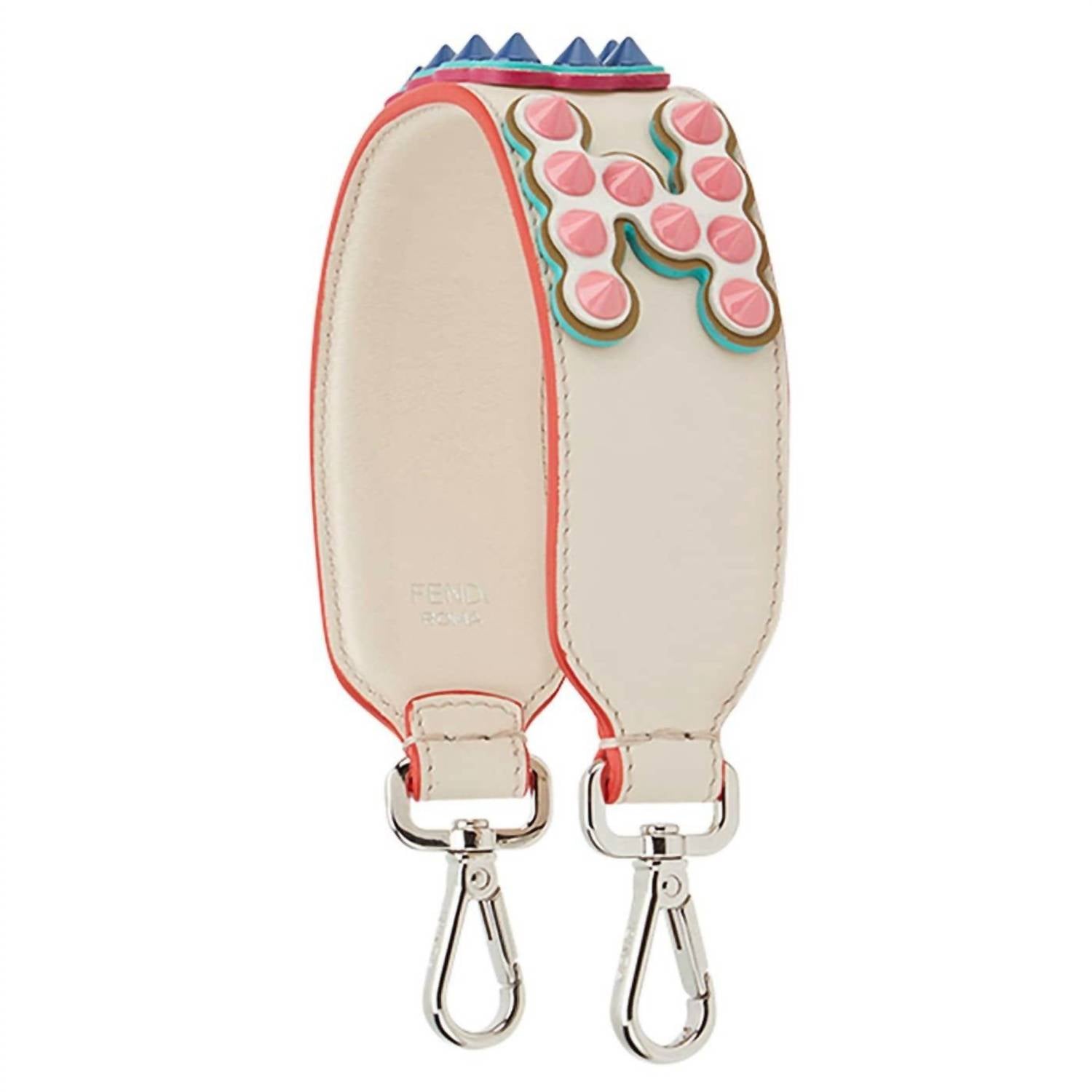 Fendi Women's Camelia "fun" Studded Mini Leather Handbag Strap in beige - women's item - view 6