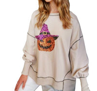 Fantastic Fawn - Sequin Halloween Pumpkin Patch Knit Sweatshirt