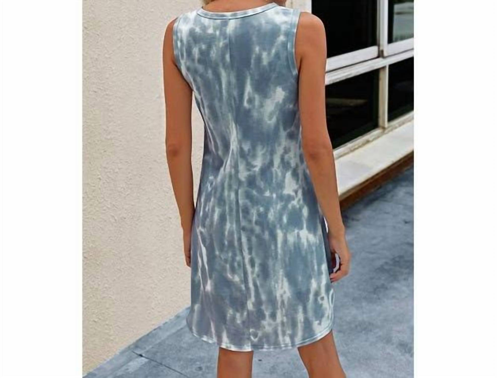 Elings - Round Neck Tie Dye Short Dress