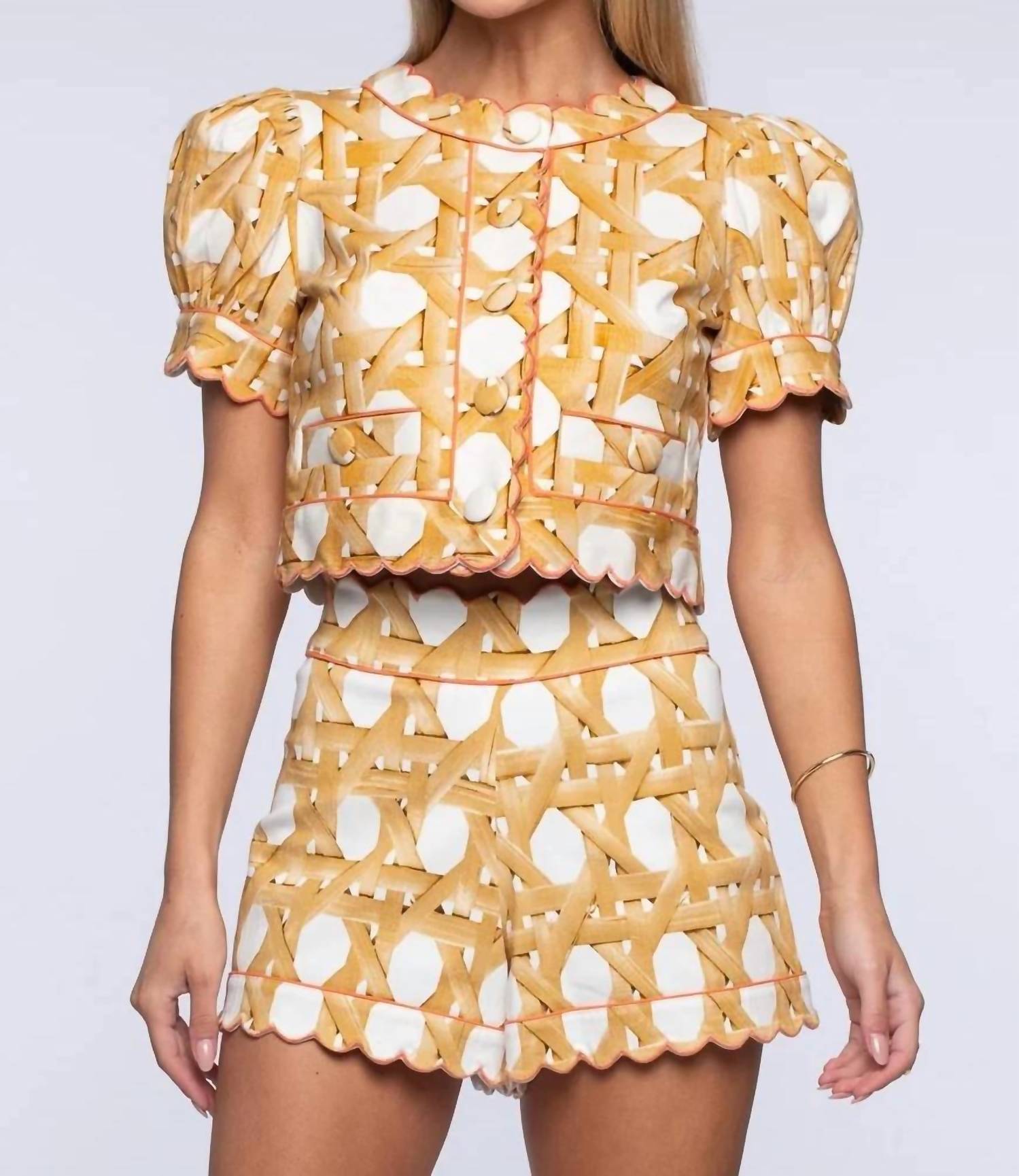 Elizabeth James The Label - Coco Scallop Embroidery Top