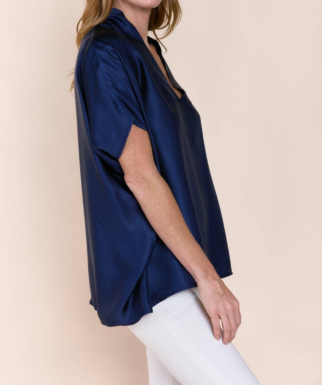 Sofia Inez Top in navy - women's blouse - alternate view