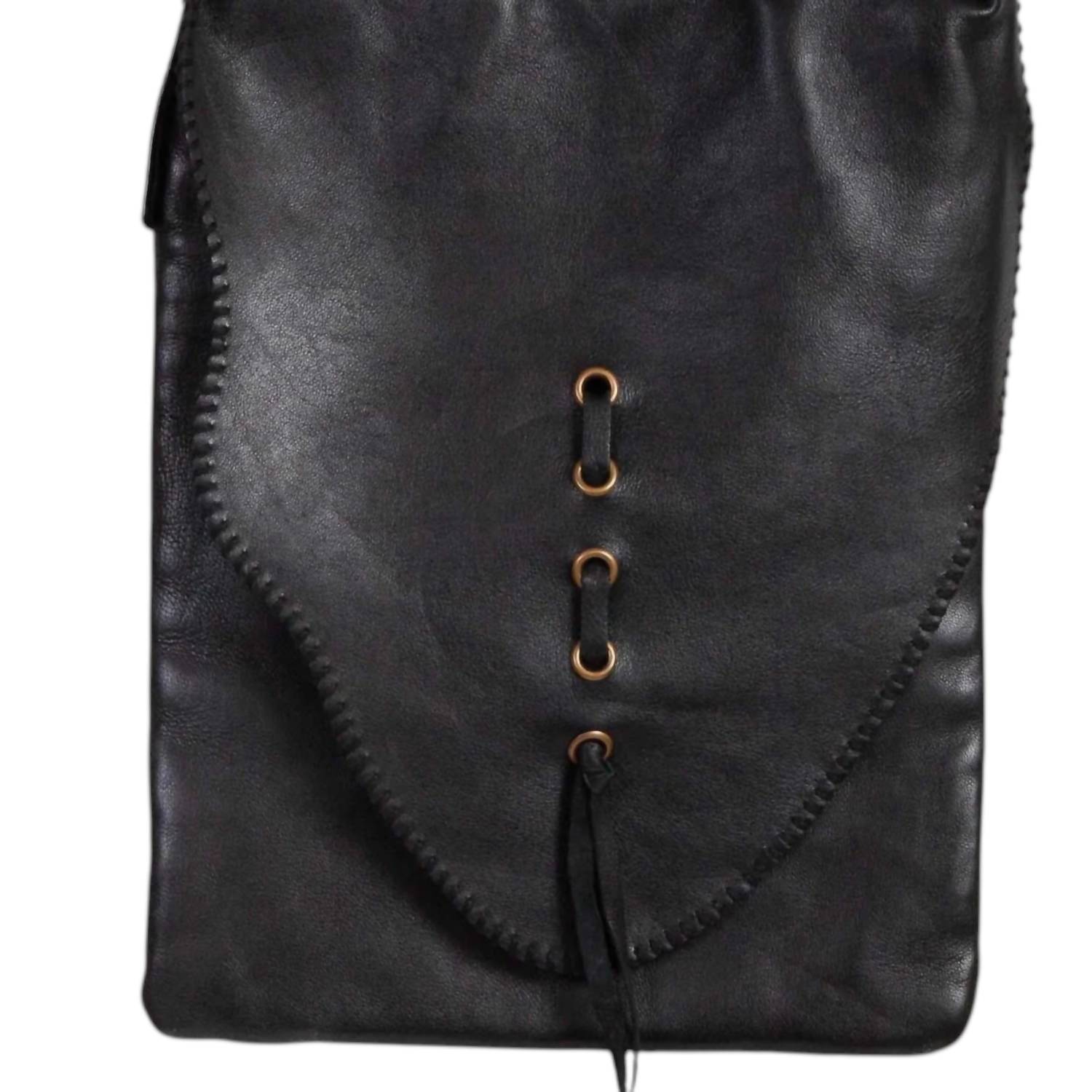 Scully Women's Whipstitch Leather Handbag Purse in black - women's bag - detail view