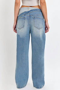 CELLO 90's Baby Asymmetric Waist Jeans in blue - women's jeans - detail view