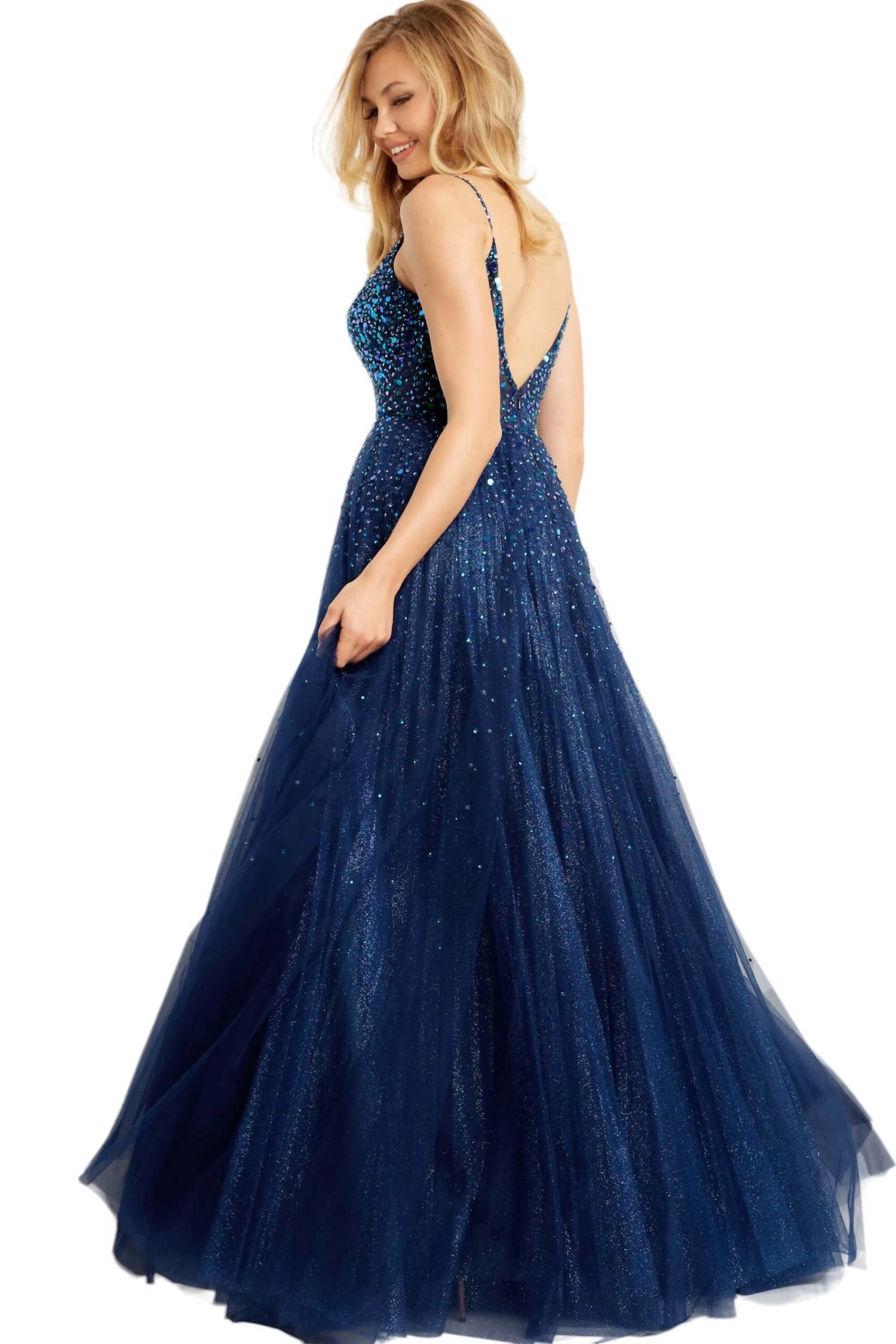 Jvn - Spaghetti Straps Embellished Ballgown