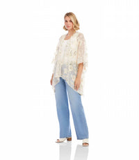 Karen Kane - Faris Floral Embroidered Open Front Jacket Kimono