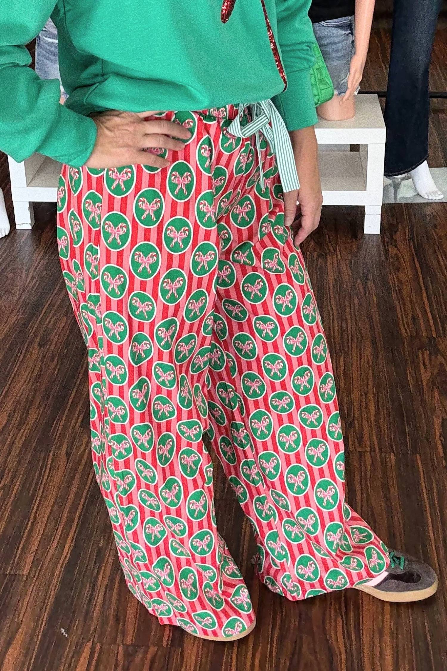 Peach Love - Christmas Print Cotton Pajama Pants