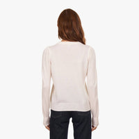 Autumn Cashmere - Puff Sleeve Crew With Floral Embroidery