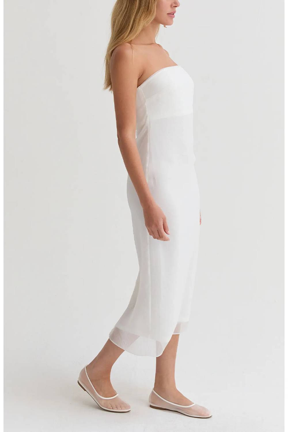 Crescent - Zeah Organza Tube Midi Dress