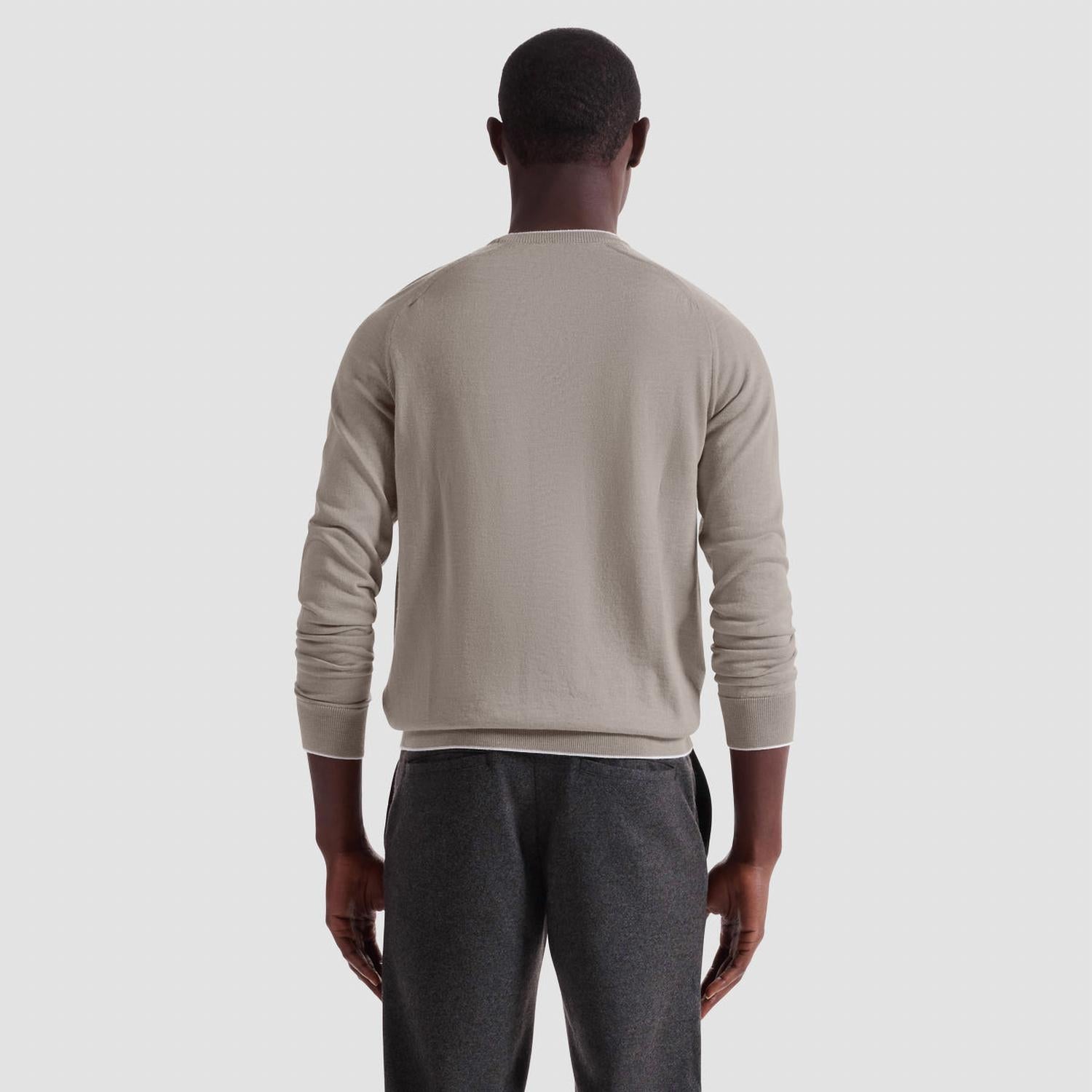 Bugatchi Uomo Crew Neck Sweater With Tipping in walnut - men's sweater - alternate view