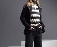 Minnie Rose - Striped Short Sleeve Henley Shirt