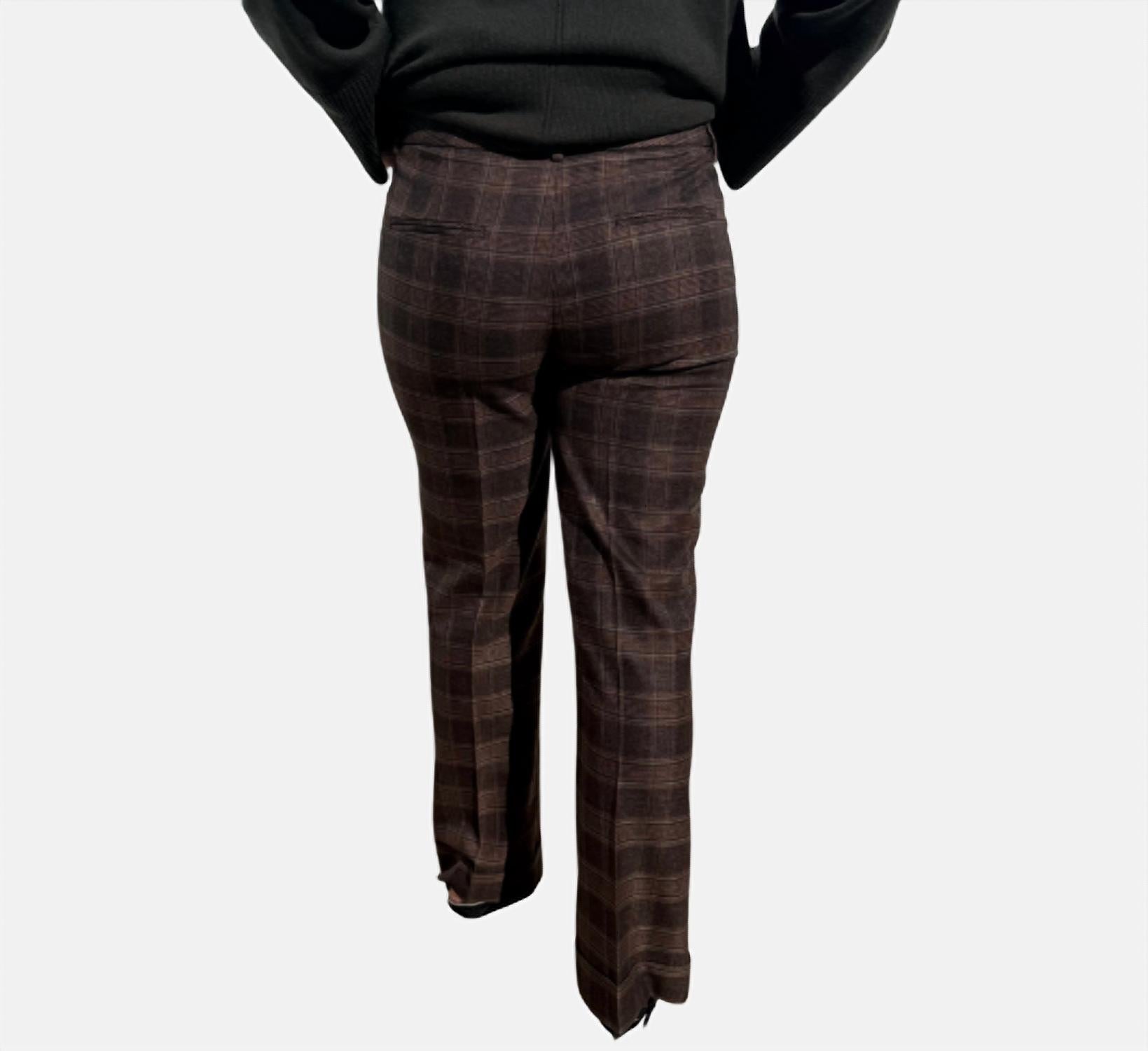 VIA MASINI Plaid Pants in cognac - women's pants - detail view