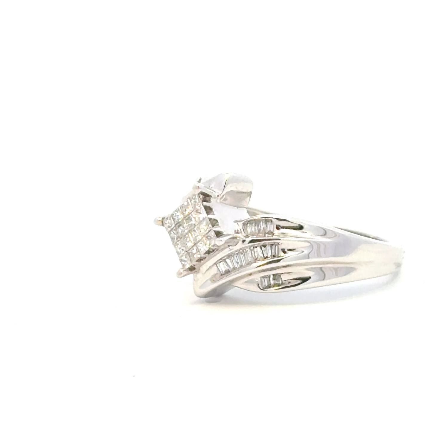 Aamiaa - 0.50 Carat Natural Diamond Princess And Baguette Cut Cluster Ring
