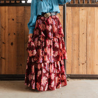 Flying Tomato - Blossom & Bordeaux Tiered Skirt